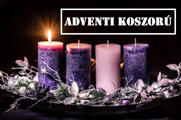 Adventi koszorú négy gyertyával és zöld fenyőággal