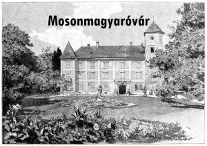 Beautiful view of Mosonmagyaróvár town with historic buildings and riverside landscape